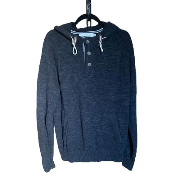 H&M L.O.G.G.-Henley Hooded-Sweater-Cozy-Knit Pullover-100% Cotton-Blue-Men's-L - Picture 1 of 5